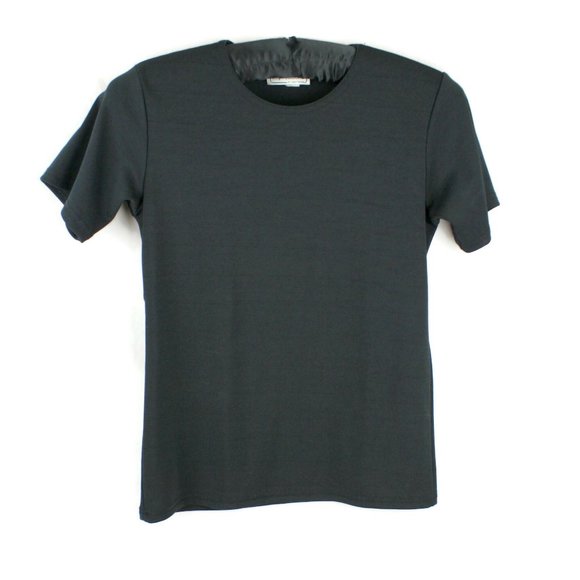 Black Knit Top Short Sleeve Vintage Impressions of California - Picture 7 of 8